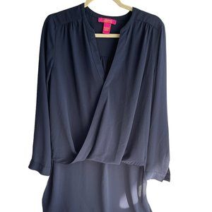 Catherine Malandrino Navy Hi/Lo Draped Front Navy Tunic SZ-L‎